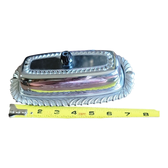 Vintage Metal Butter Dish with Black Knob - Picture 6 of 6